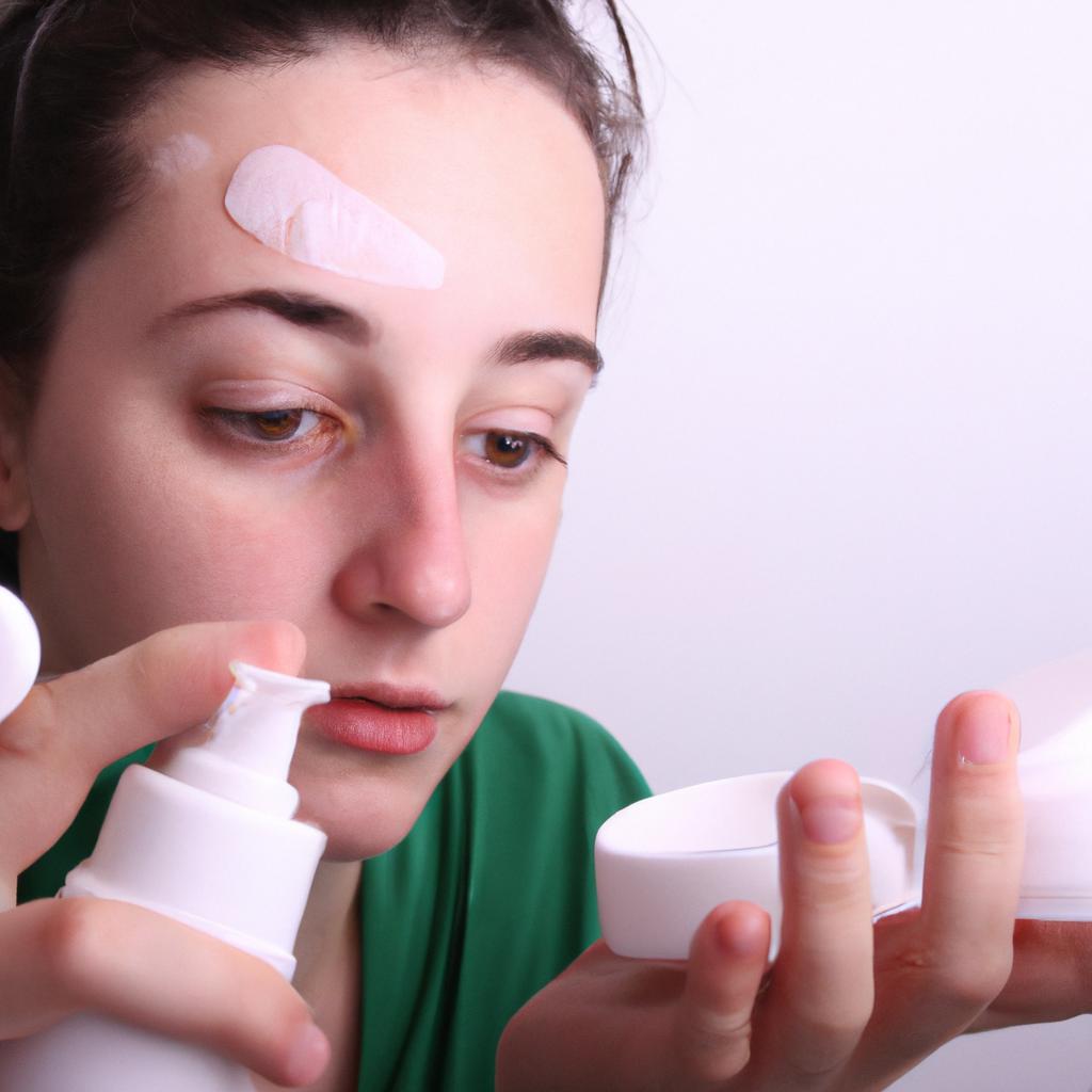 Person applying skincare products, frustrated