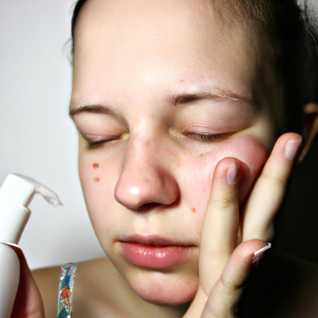 Person applying cleanser to face