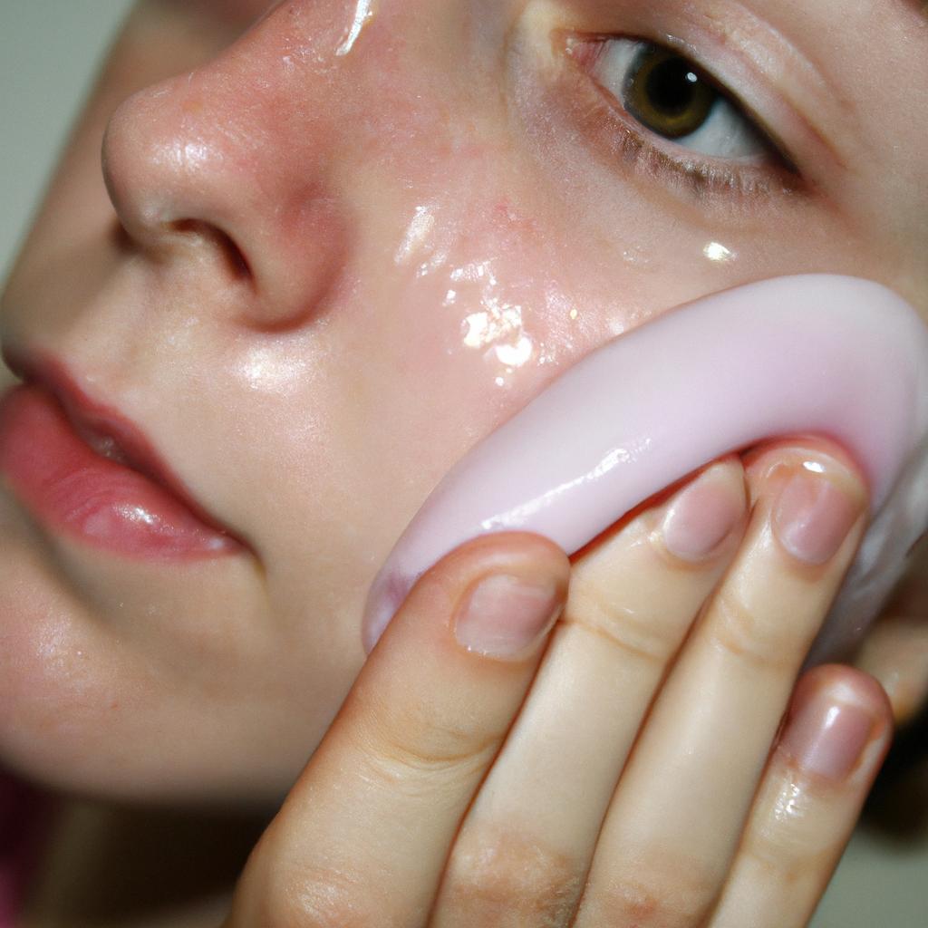 Person using facial cleanser