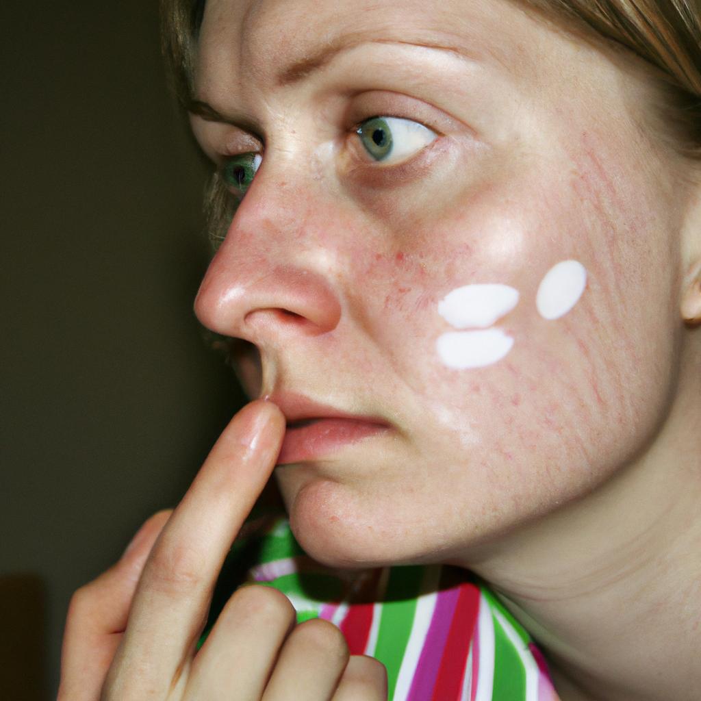 Person applying lotion to face